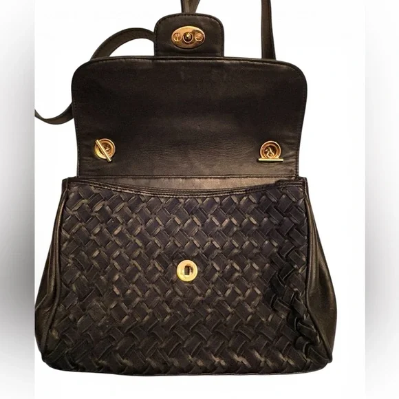 Bally S45 Shoulder Bag Suede Leather Woven Intrecciato Design in Dark Blue - Picture 3 of 13